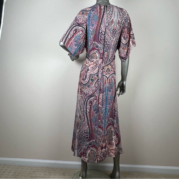 Ba&SH boho flowy short sleeve midi dress w/open back US Size 4, Paisley BA&SH 0 - Picture 6 of 9